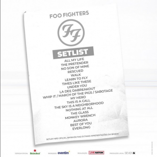 Setlist. Foto: Reprodução